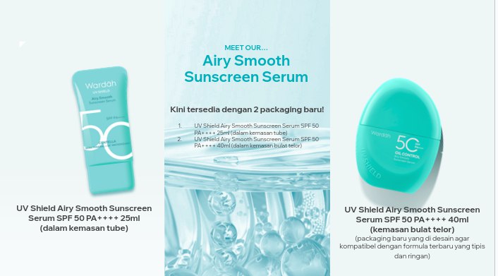 UV SHIELD AIRY SMOOTH SUNSCREEN SERUM SPF 50 PA ++++ 40ml (Kemasan kerang)